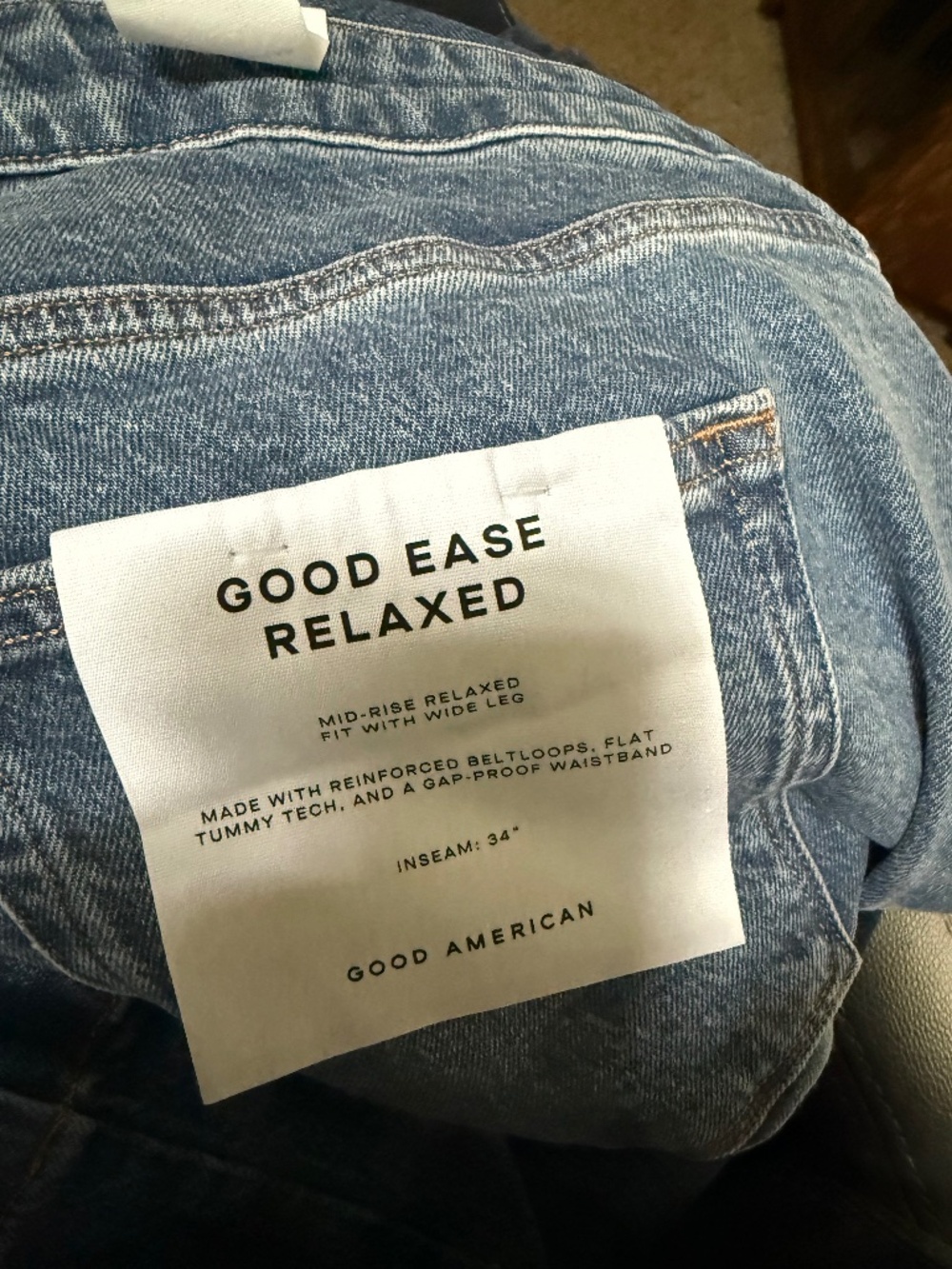 Good American Good Ease Relaxed Mid-Rise Wide Leg Jeans Size 16 NWT